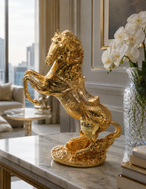 Royal Majesty Golden Rearing Horse Sculpture 