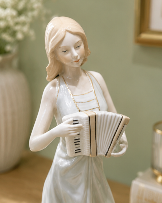 Accordion Victorian Lady - Fine Porcelain Figurine
