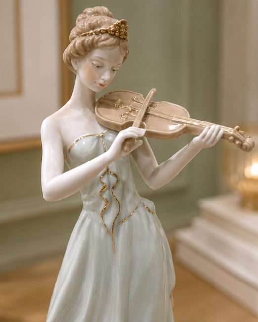 Violin Victorian Lady - Fine Porcelain Figurine