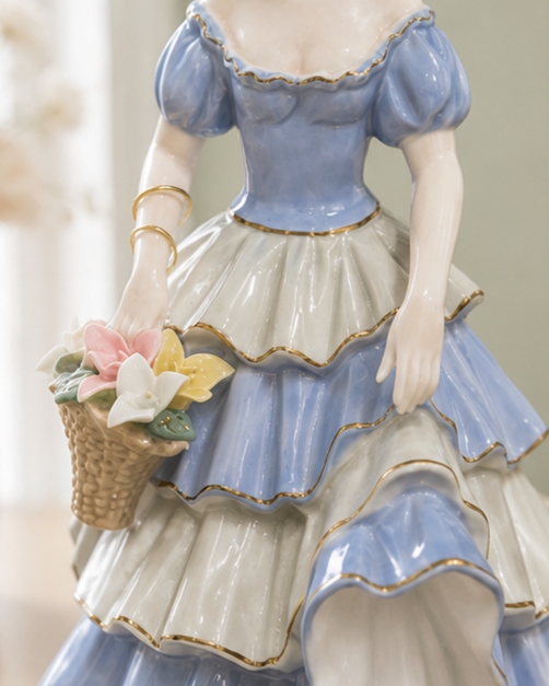 Lady with Flowers - Fine Porcelain Figurine 