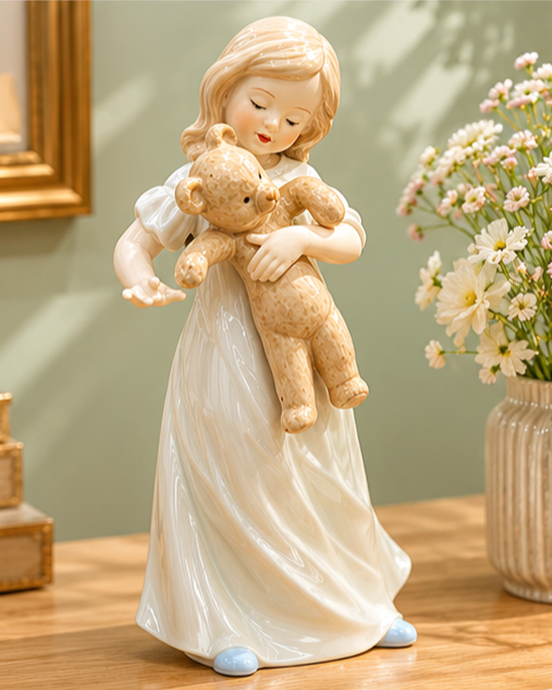 Teddy's Best Friend - Fine Porcelain Figurine 