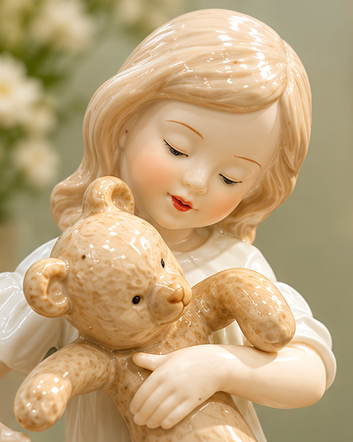 Teddy's Best Friend - Fine Porcelain Figurine