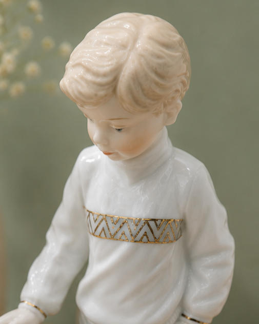 Boy & Puppy Keepsake - Fine Porcelain Figurine 