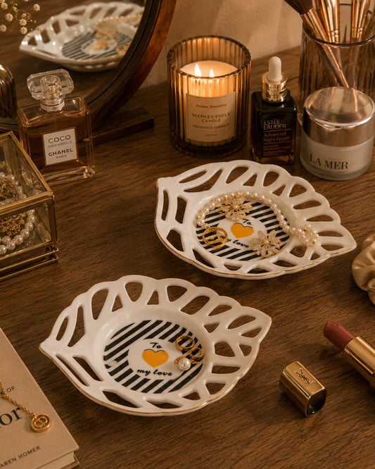 To My Love Leaf Lace Edge Catchall - Set of 2
