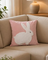 Rabbit Embroidery Cushion Cover - Pink 