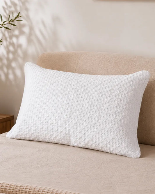 Diagonal Lattice Cushion Cover - White