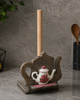 Vintage Teapot Wooden Tissue Holder Stand 