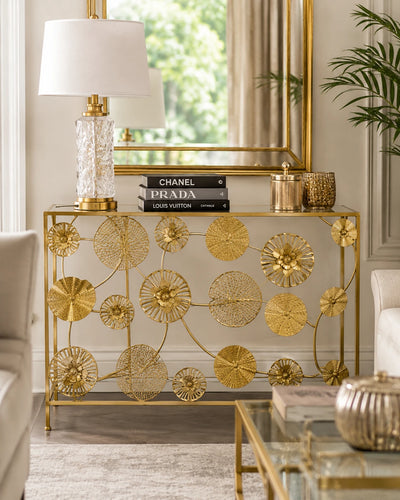 Golden Bloom Console Table - Small