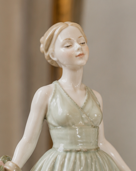 Loyal Companion Lady Figurine - Sage Green 