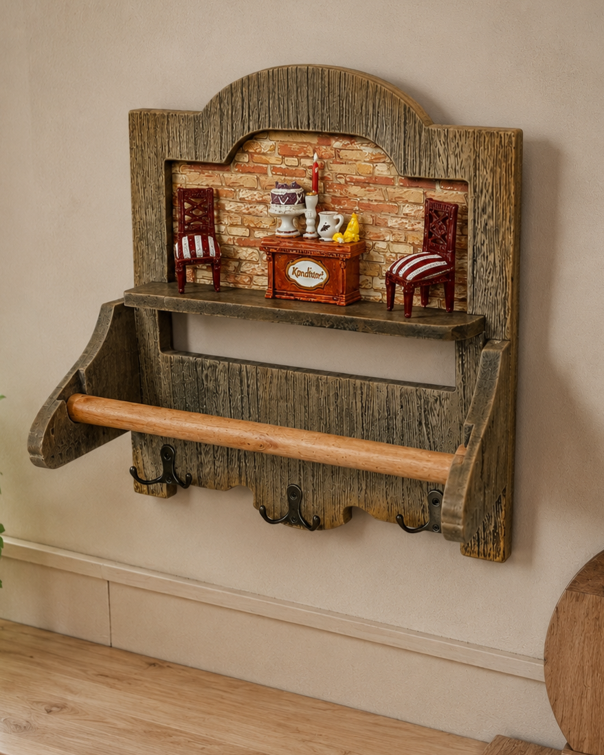 Rustic Wooden Wall Mounted Tissue Holder 