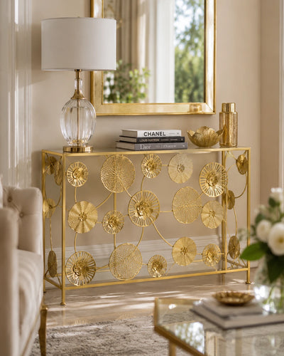 Golden Bloom Console Table - Medium