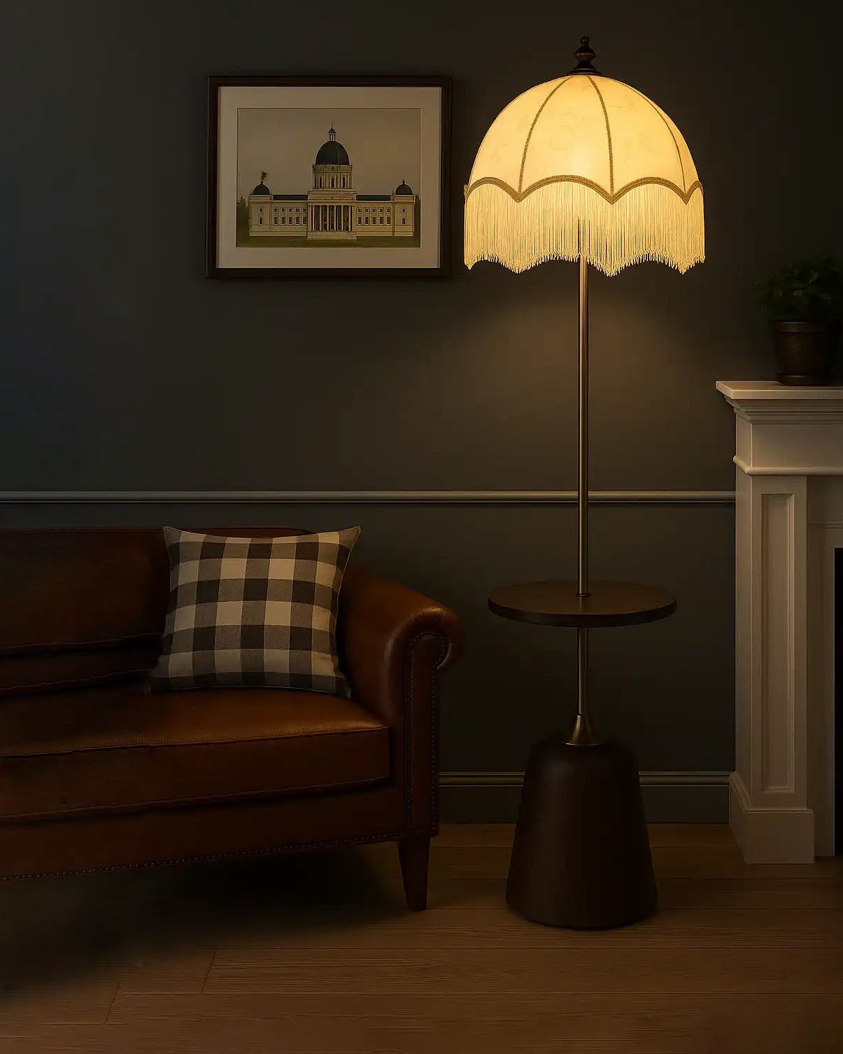 Victorian Charm Floor Lamp with Table 