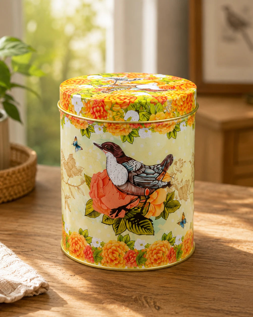 Vintage Floral Bird Storage Canister - Set Of 3 