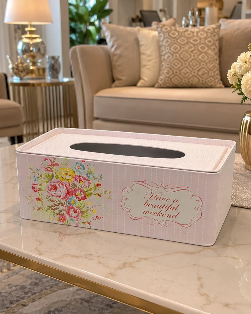 Vintage Floral Tissue Box Holder 