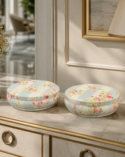 Vintage Floral Round Storage Box - Set Of 2