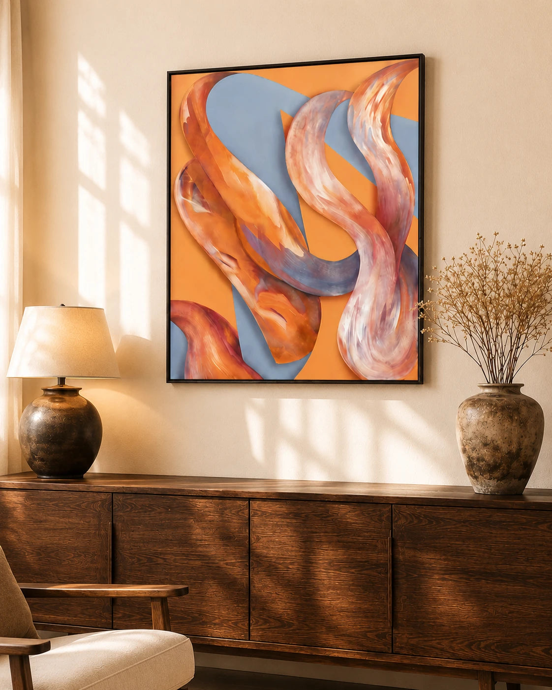 Tangerine Flow 3D Abstract Oil Painting