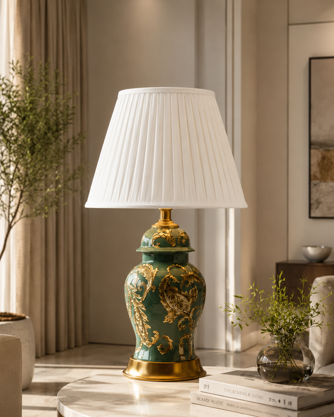 Teal Baroque Elegance Table Lamp 