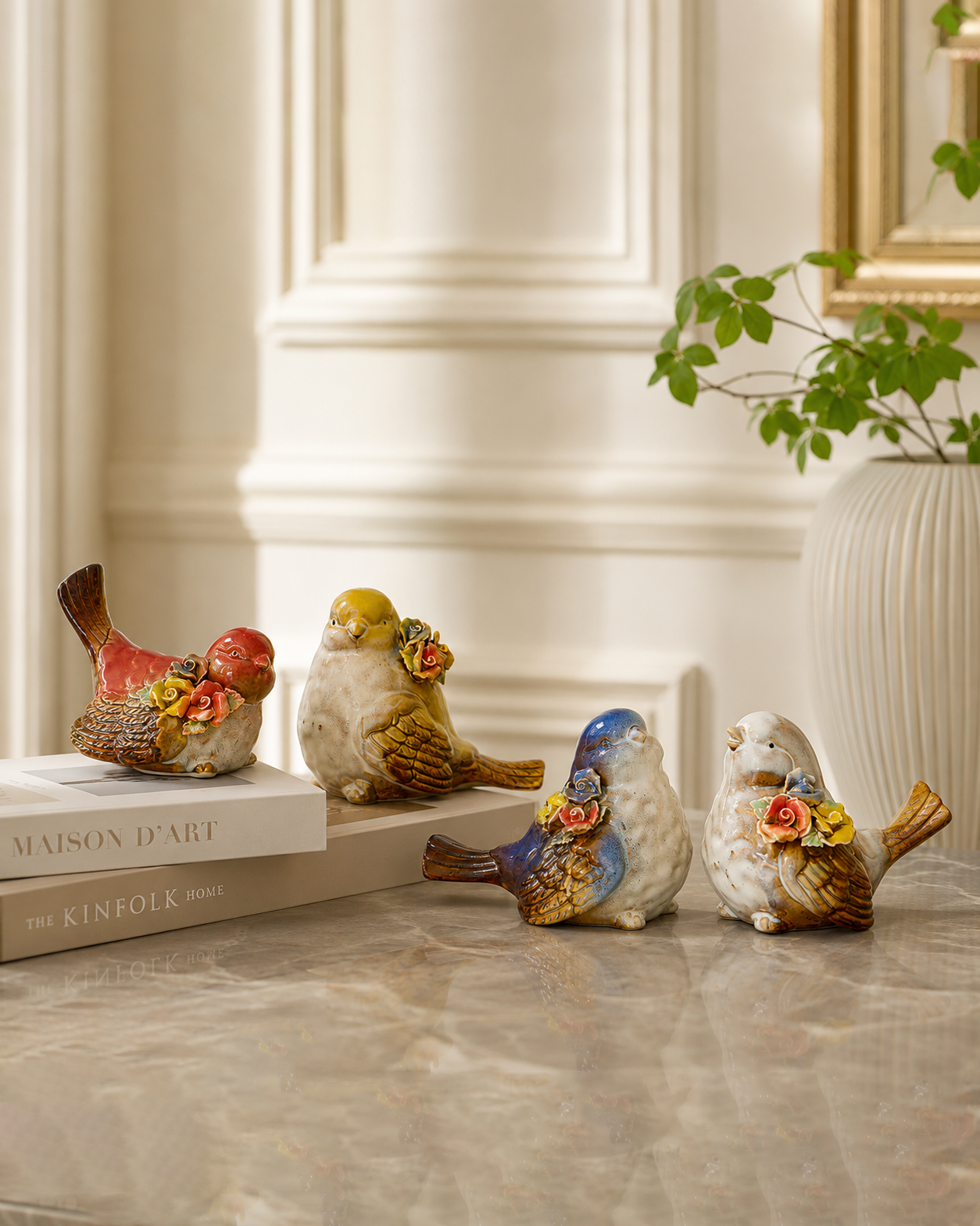Blossom Bird Figurine - Set Of 4 