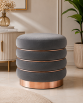 Graphite Luxe Velvet Ottoman Stool 