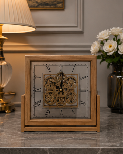 Heritage Gear Table Clock - Gold