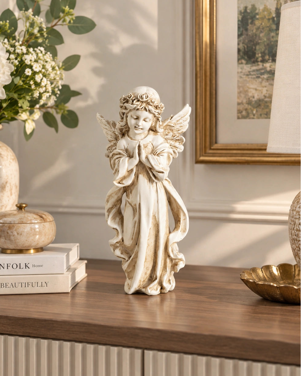 Graceful Prayer Angel Cherub Figurine