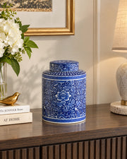 Cobalt Lotus Kitchen Canister