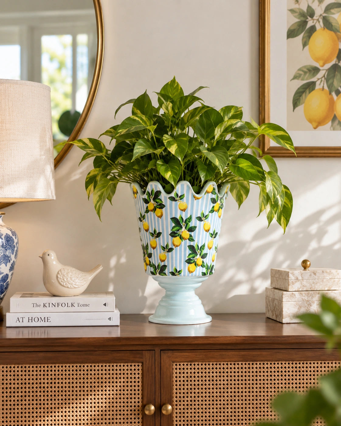 Lemon Orchard Pedestal Vase