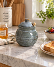 The Slate Reactive Glaze Ceramic Honey Jar