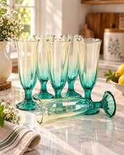 Green Ombre Tulip Champagne Flute - Set of 6