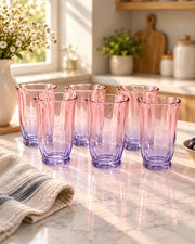 Purple Ombre Tulip Tall Glass - Set of 6