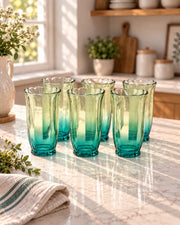 Green Ombre Tulip Tall Glass - Set of 6