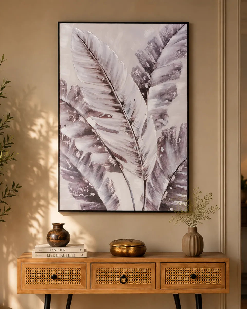 Winter Palm Leaf Semi Hand-made Wall Art - 32*48 Inch 