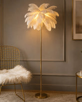 Ostrich Decorative Feather Floor Lamp - White 