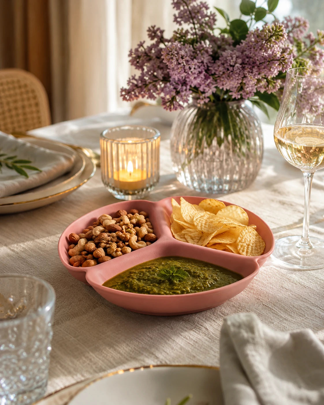 Monochrome Chip & Dip Platter - Pink 