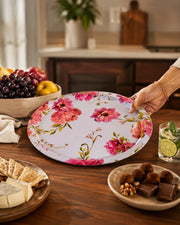 Blush Elegance Floral Serving Tray - Set Of-2