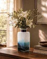 Blue Sedimentary Glass Vase - Short