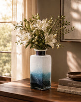 Blue Sedimentary Glass Vase - Short 