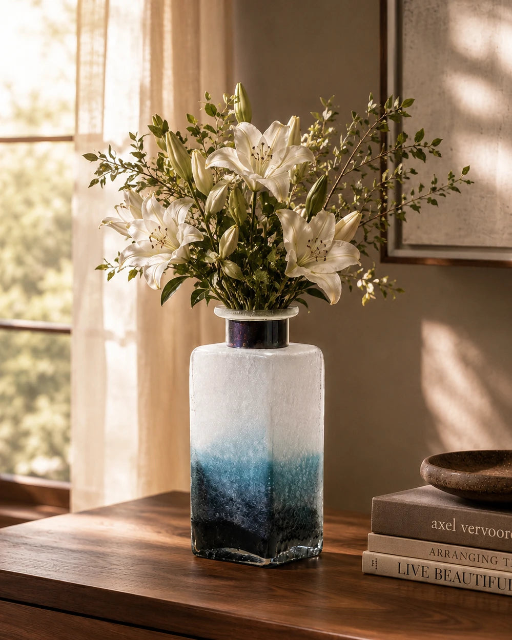 Blue Sedimentary Glass Vase - Short 