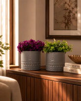 Faceted Ceramic Mini Planters - Set of 2 