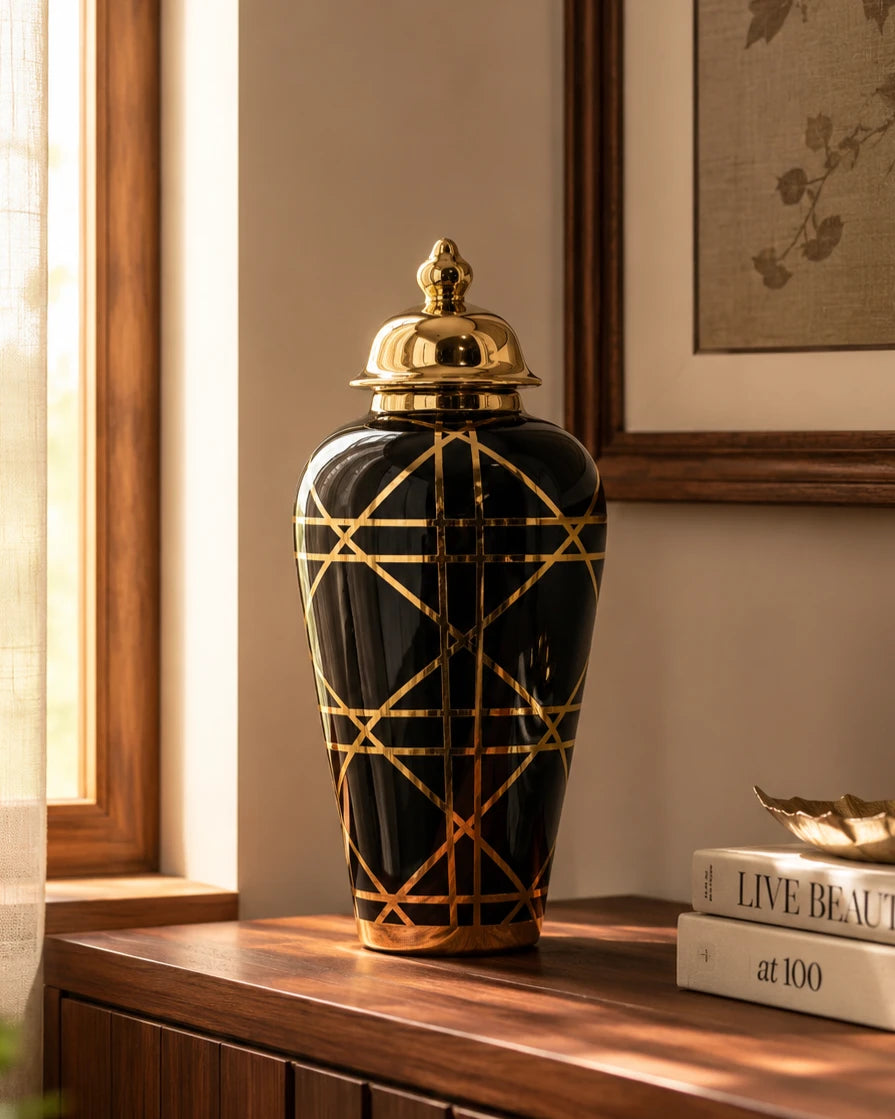 'Golden Stroke' Temple Jar - Small 