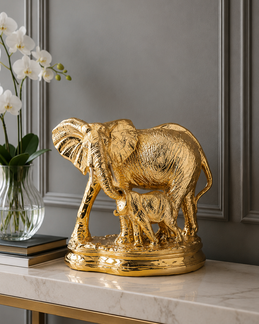 Golden Bond Elephant Sculpture