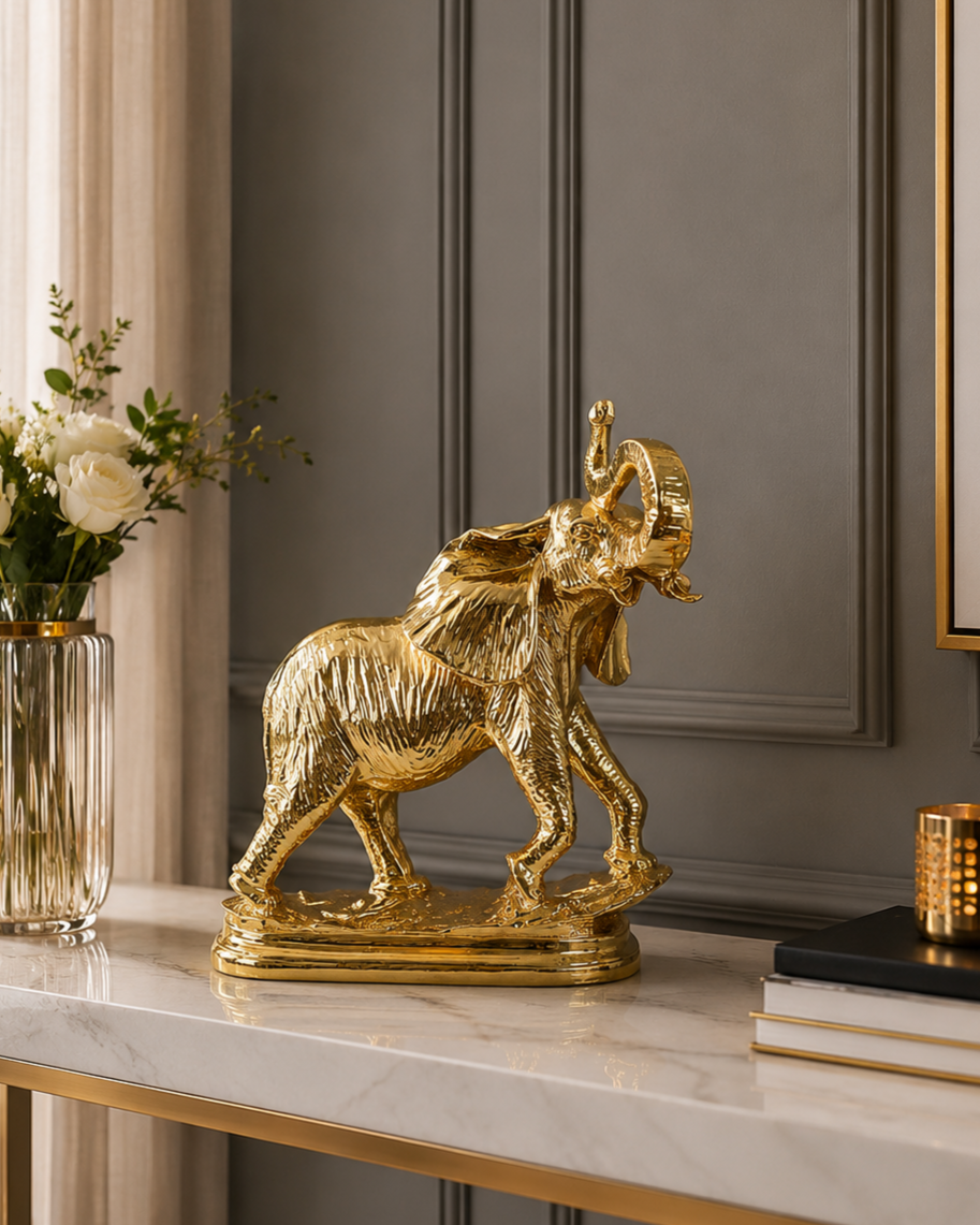 Majestic Golden Elephant Figurine 