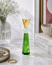 Emerald Glow Crystal Candle Holder - Small