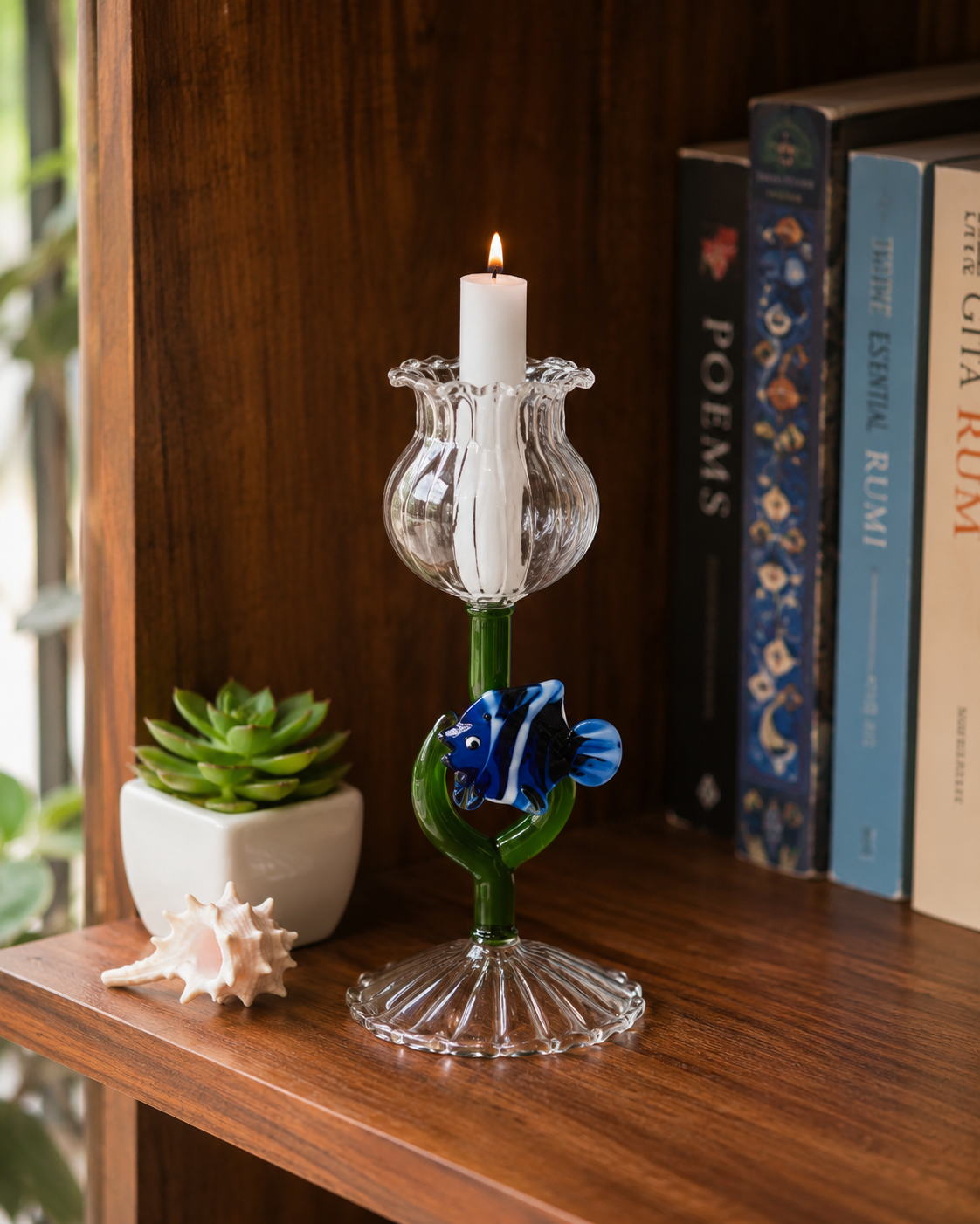 Oceanic Art Glass Candle Stand - Small 