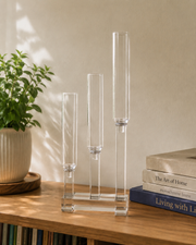 3-Arm Crystal Clarity Modern Candle Stand
