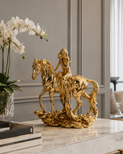 Decorative Golden Lady On Horse Figurine