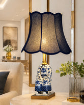 Blue Ceramic Figurine Table Lamp 