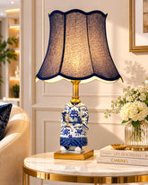 Blue Ceramic Figurine Table Lamp 