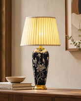 Midnight Blossom Ceramic Table Lamp 