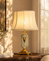 Royal Crest Glass & Brass Table Lamp 